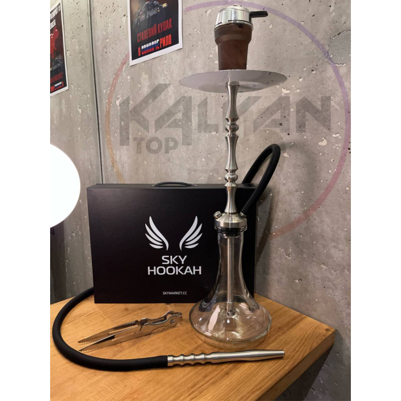 Кальян Sky Hookah Classic Silver в полном комплекте на колбе Craft Clear 65 см