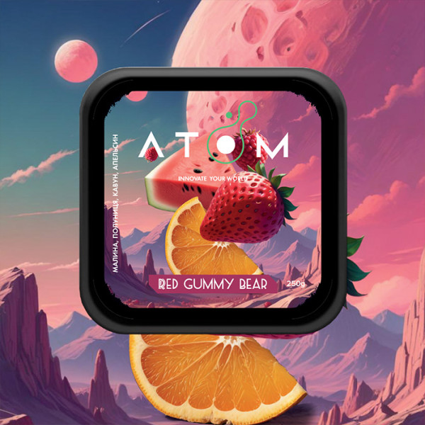 Табак Atom Red Gummy Bear (Малина, Клубника, Арбуз, Апельсин) 200 г