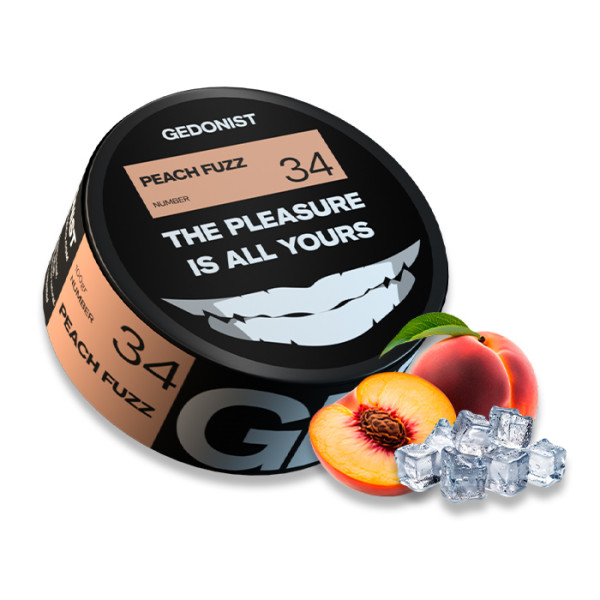 Табак Gedonist Peach Fuzz № 34 (Персик, Лед) 100 г