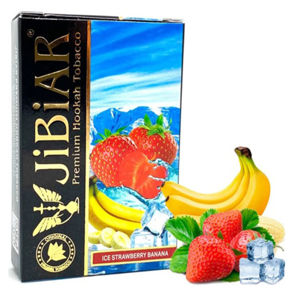 Табак Jibiar Ice Strawberry Banana (Лед, Клубника, Банан) 50 г