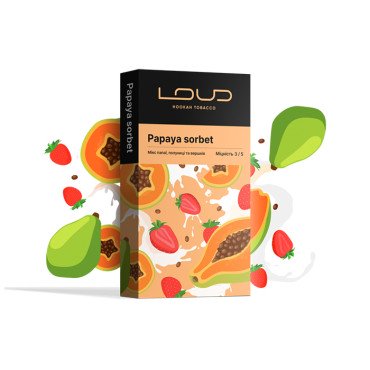 Табак Loud Dark Line Papaya sorbet (Папайя, Клубника, Сливки) 100 г