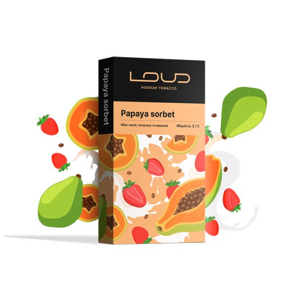 Табак Loud Dark Line Papaya sorbet (Папайя, Клубника, Сливки) 100 г